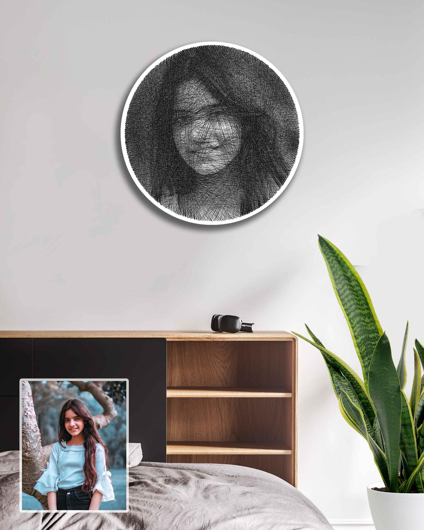 Personalized Thread Portrait Art Round Shape - PortraitSpider