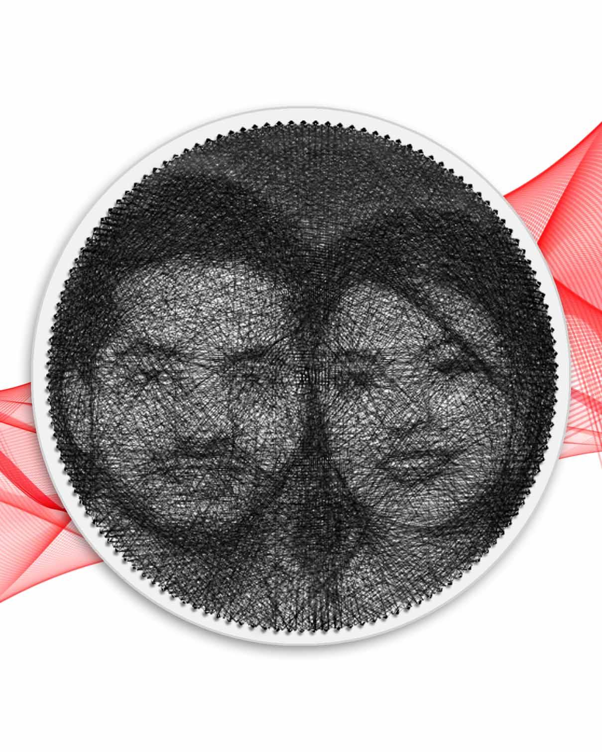 Couple face personalized thread portrait art - PortraitSpider